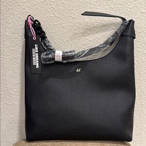 NWT LIKE DREAMS Black Luxe Braided Tote Bag